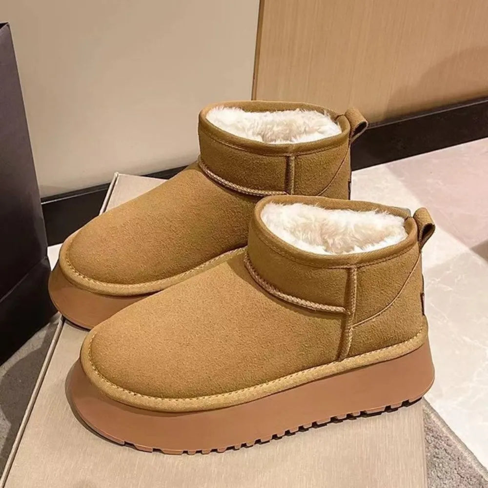 Platform Faux Fur Lined Ankle Snow Boots