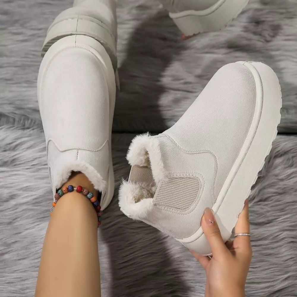 Suede Round Toe Platform Ankle Boots