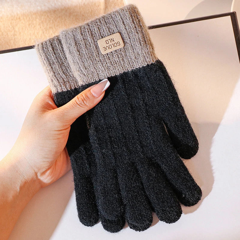 Women's Thick Plush Knitted Touchscreen Winter Gloves