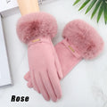 Women's Touchscreen Winter Gloves | Faux Fur Windproof Knit