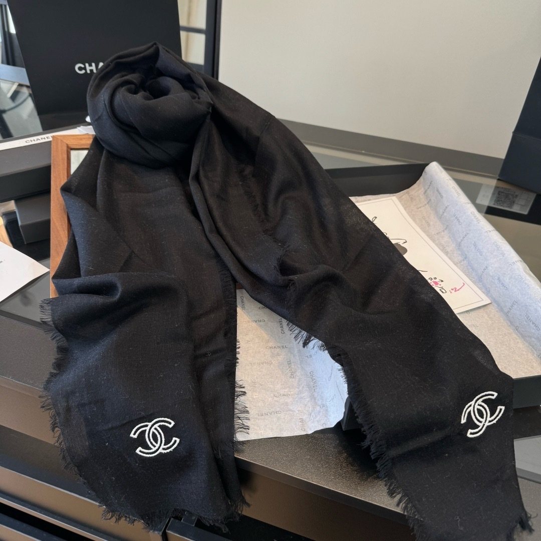 Chanel Fringed Cashmere Scarf