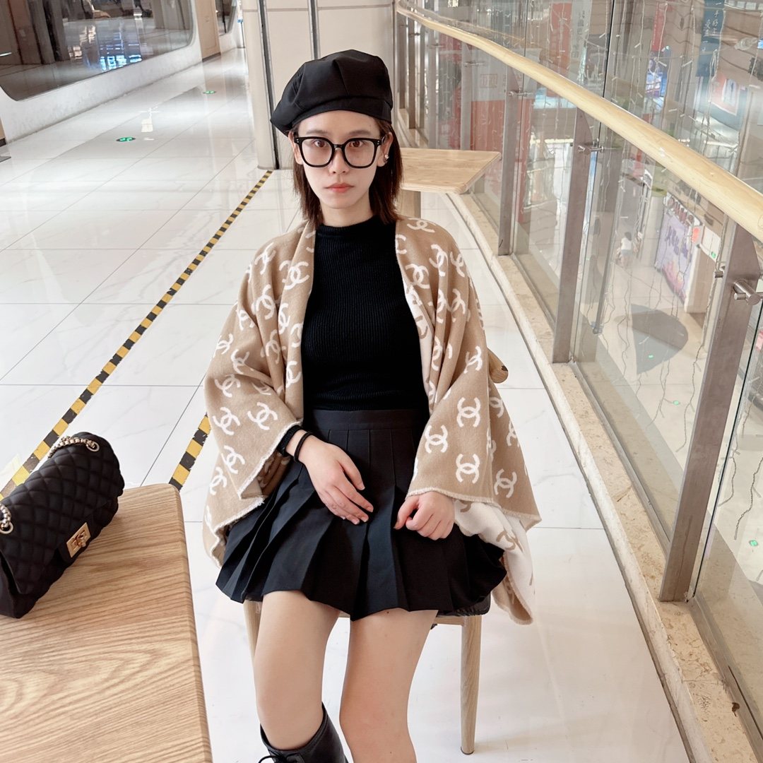 Chanel Fringed Monogram Shawl