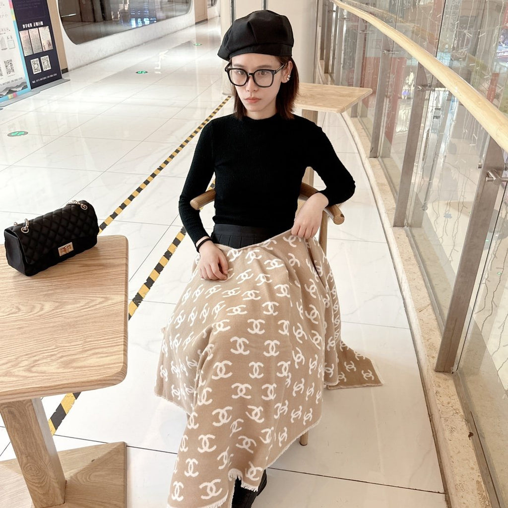 Chanel Fringed Monogram Shawl