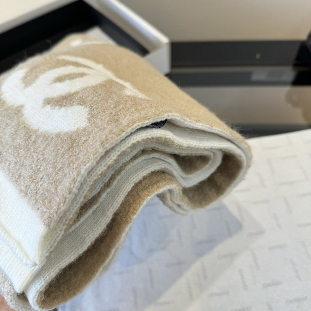 Chanel Knit Scarf with Ivory Motifs
