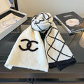 Chanel Black & Ivory Knit Scarf